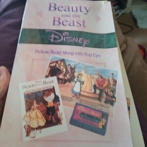 Disney Beauty and the Beast Pink and Green Pop-Up Read-Along Book  UNOPENED